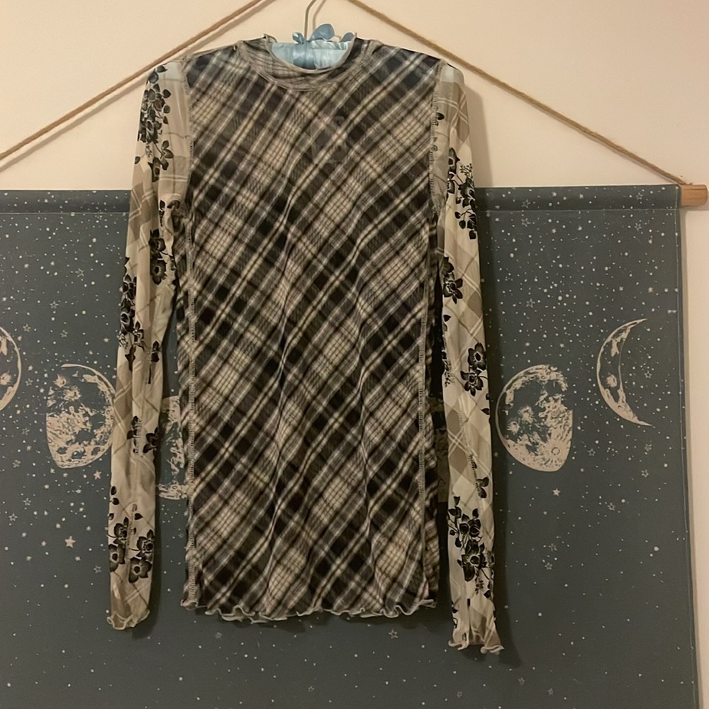 🌙FREE PEOPLE Chloe Printed Mesh Top / Black Combo🌙 - Picture 6 of 9